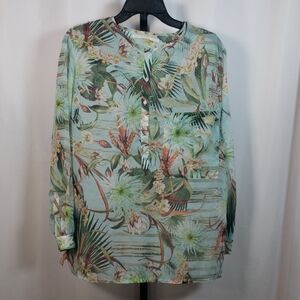 Maria Valentina Tropical Print Button‎ Coverup – SZ S